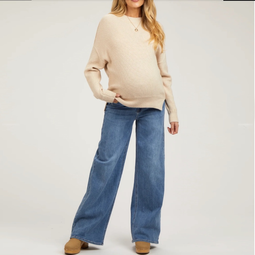 Blue Wide Leg Maternity Jeans